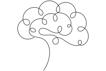 Human brain continuous one line drawing minimalist medical anatomy vector illustration