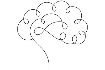 Human brain continuous one line drawing minimalist medical anatomy vector illustration