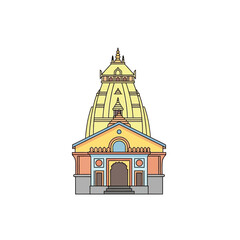 Fototapeta premium Colorful Outline Drawing of a Traditional Indian Temple.