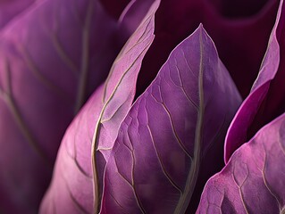 Closeup Purple Cabbage Leaves Abstract Texture