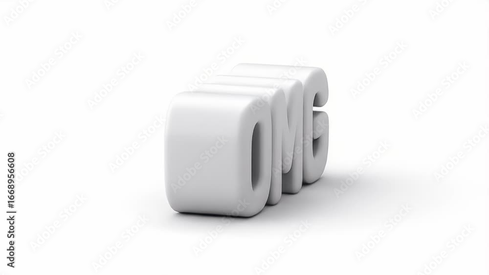Poster dynamic 3d text animation: smooth white letters rotating