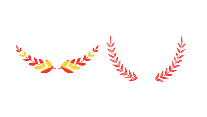 Elegant red and yellow laurel wreaths symbolizing victory and achievement in a clean, modern design