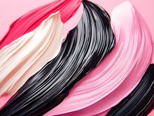 Abstract Pink Black Cream Swirls Texture Background