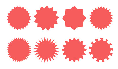 Red Stickers Badges Stamps Marketing Discount Promotion Shapes