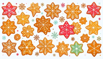 Festive gingerbread cookies in various colors