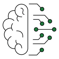 Artificial Intelligence Brain Technology Vector Line Icon