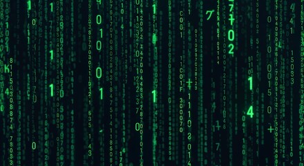 Matrix-inspired digital rain background with streaming binary code elements