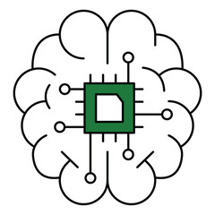 Cybernetic Brain Artificial Intelligence Technology Vector Icon