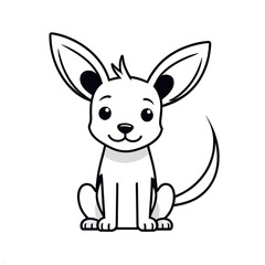 Fototapeta premium Charming cartoon dog with big ears sitting patiently in simple design