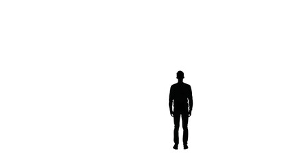 Silhouetted figure standing alone against a dark background creating a sense of mystery, anticipation, and solitude, perfect for conceptual design