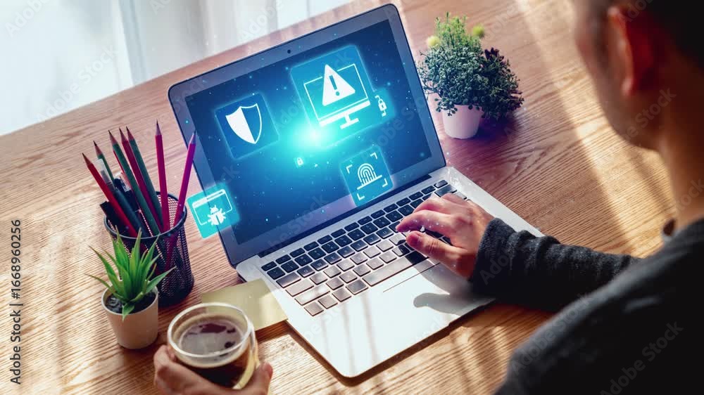 Poster cyber security protection and cyber security strategies against cyber threats, system hacks, digital