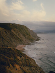Scenic Coastal View from Bilbao Viewpoint with Green Mountains and Sea