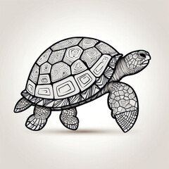 Fototapeta premium Intricate turtle sketch showcases natural beauty and design