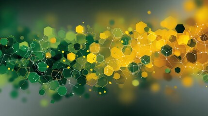Abstract green and yellow hexagonal pattern background with gradient