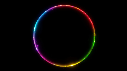 A large, colorful, and glowing circle on a black background