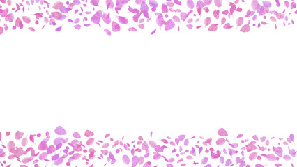 Pink Watercolor Petals Border Frame, Floral Decorative Design, Isolated on White Background