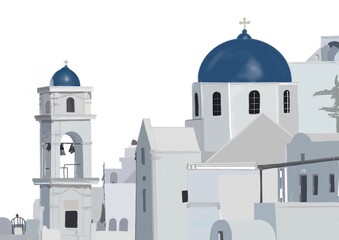 Church in Santorini island, Greece .Illustration.