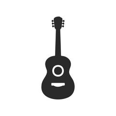 Fototapeta premium Simple black acoustic guitar silhouette on white background