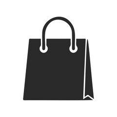 Black shopping bag icon on white background