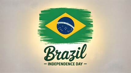 Stylized graphic poster with Brazilian flag and text for Independence Day celebration national holiday