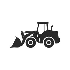 Naklejka premium Silhouette of a construction loader tractor icon on white background