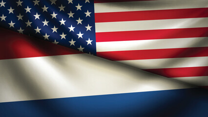 netherlands and usa flag fusion design