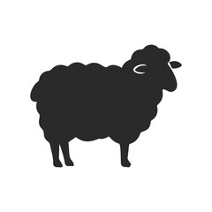 Silhouette of a black sheep on a white background