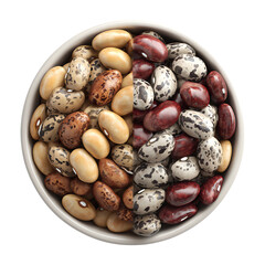 Realistic 3D Bowl of Mixed Beans PNG – Kitchen Food, Isolated Transparent Background on White Background