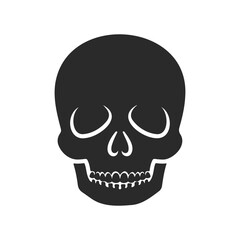 Obraz premium Minimalist black and white skull icon design on white background