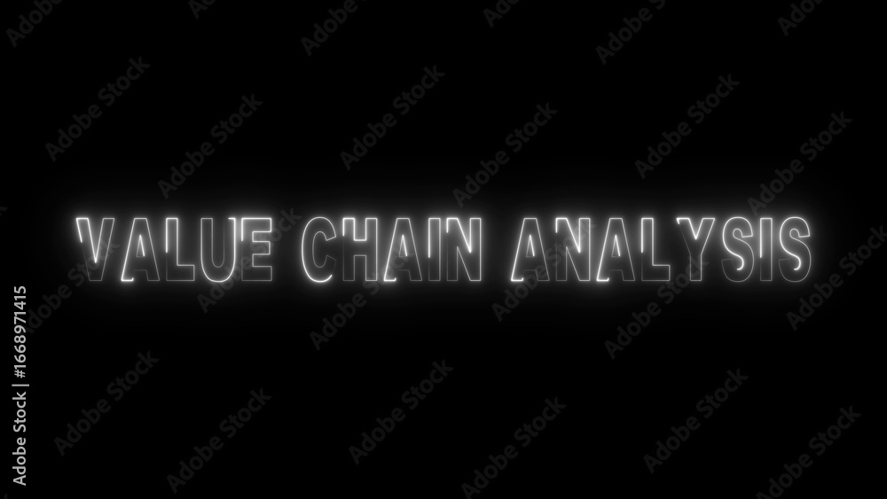 Poster neon text valuechainanalysis on black background value chain analysis business