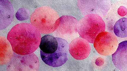 Watercolor circles background in shades of purple, pink, and violet creating an abstract and unique design with a silver texture