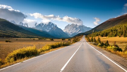 Naklejka premium strasse fuhrt ins gebirge