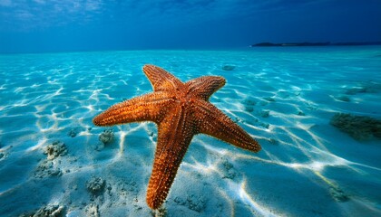 starfish submerged in the shallow blue turquoise waters of the caribbean starfish point near rum point grand cayman in north side serene beauty with crystal clear waters
