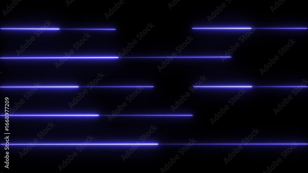 Aufkleber neon lights blinking lines moving animation. purple neon line moving on background. five neon line a