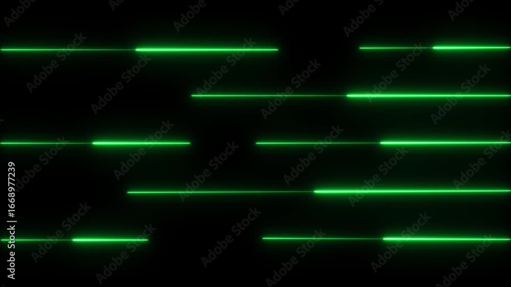 Aufkleber neon lights blinking lines moving animation. green neon line moving on background. five neon line an