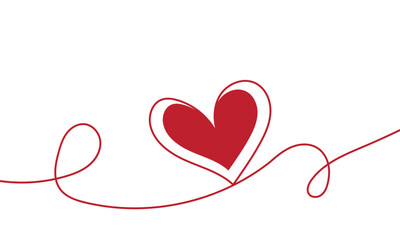 Decorative hand-drawn doodle heart, romantic line art vector illustration, love sketch design, cute valentine ornament for cards and wedding decoration