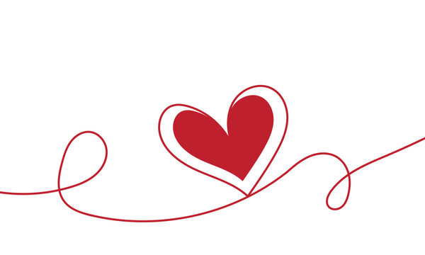 Naklejki Decorative hand-drawn doodle heart, romantic line art vector illustration, love sketch design, cute valentine ornament for cards and wedding decoration
