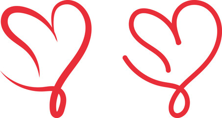 Hand-drawn heart design, love symbol vector illustration, romantic doodle, Valentine decoration, cute heart outline for cards and creative design