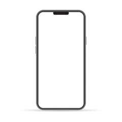 Smartphone Mockup with Blank White Screen on White Background