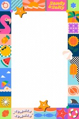Fototapeta premium Kidcore tropical beach frame, funky background
