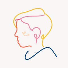 Non-binary person line portrait, gay pride celebration campaign