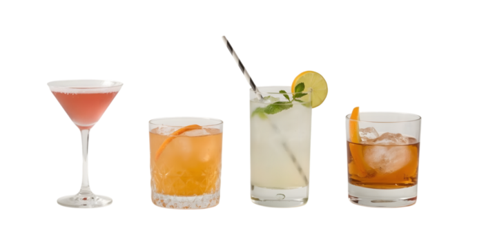 A Toast to Temptation: A vibrant array of classic and innovative cocktails, showcasing a spectrum of flavors and refined presentations that entice the senses and awaken the palate.