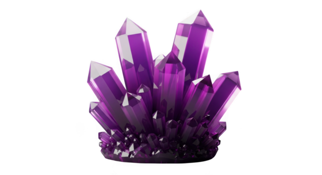 Purple crystal cluster isolated on transparent background - Powered by Adobe
