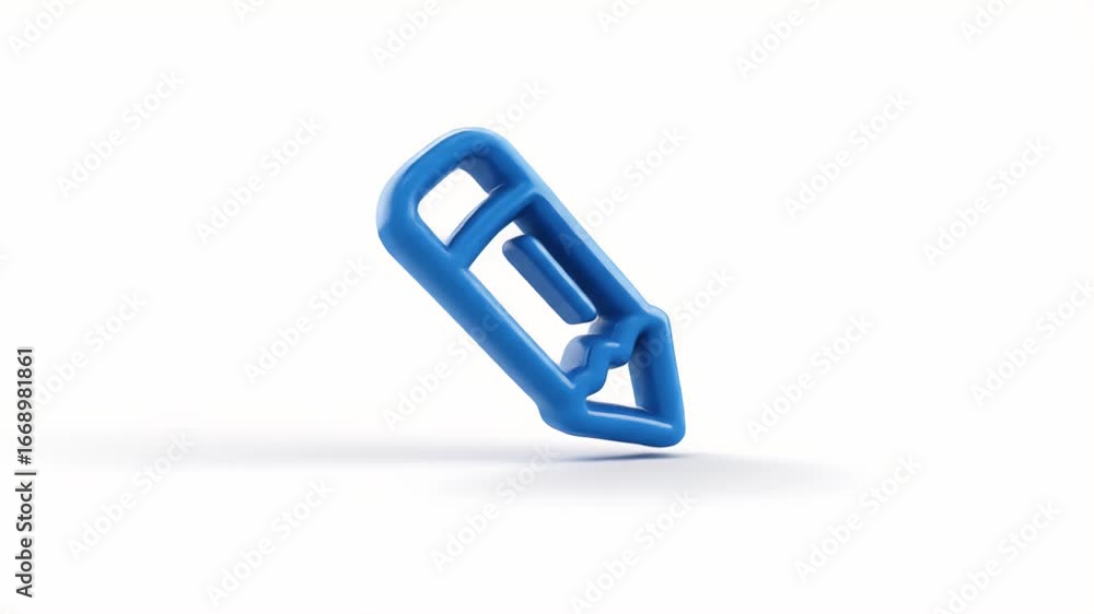 Poster dynamic blue 3d paperclip rotation: smooth minimalist animation loop