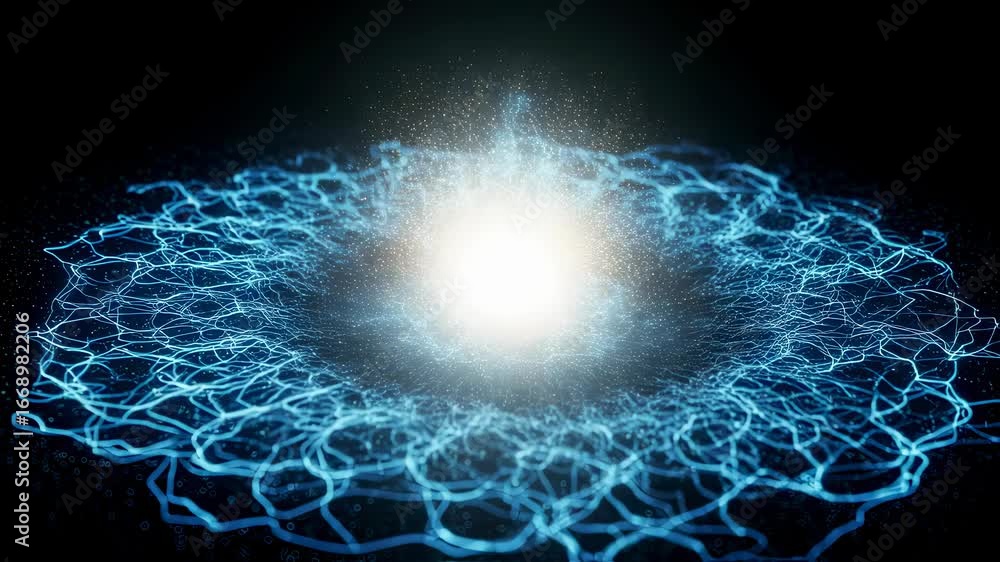 Aufkleber energy core radiating light with changing abstract particle patterns and dynamic connections. glowin