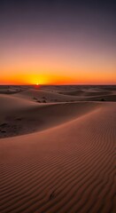 Naklejka premium Beautiful sunset over the sand dunes in the desert landscape