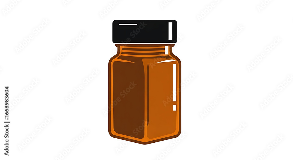 Poster illustration of a brown square jar with a black lid isolated on a white background vector image ai g