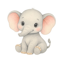 Cute watercolor baby elephant clipart