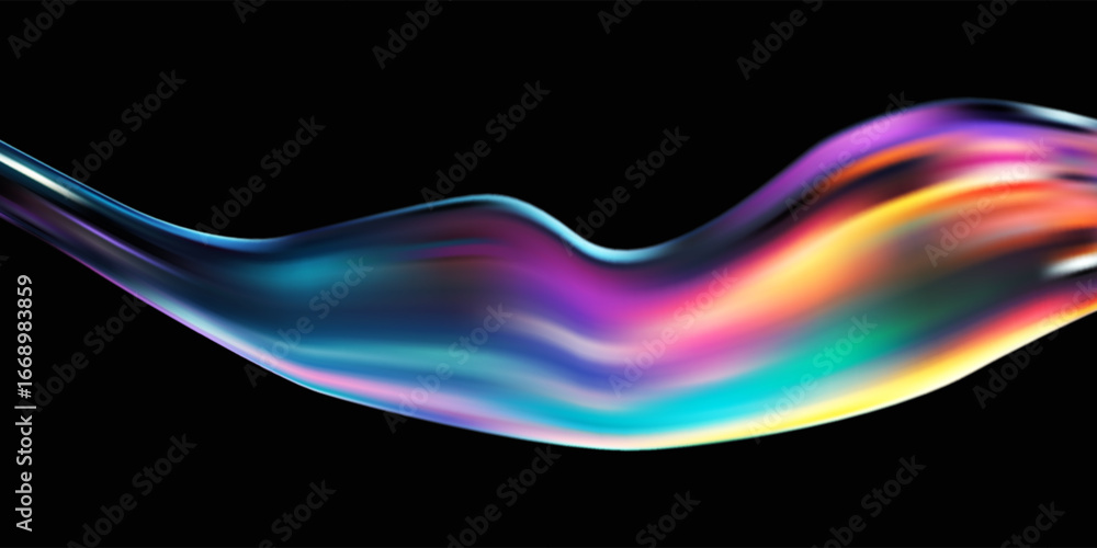 Poster abstract holographic wave.flow iridescent fluid.dynamic spectrum ribbon.