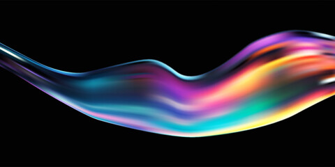Abstract  holographic wave.Flow iridescent fluid.Dynamic spectrum ribbon.